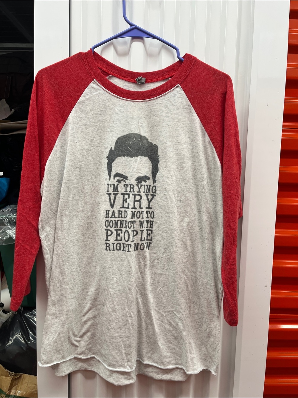 Next Level Apparel Red & Heather Gray Raglan Graphic Long Sleeve Tee